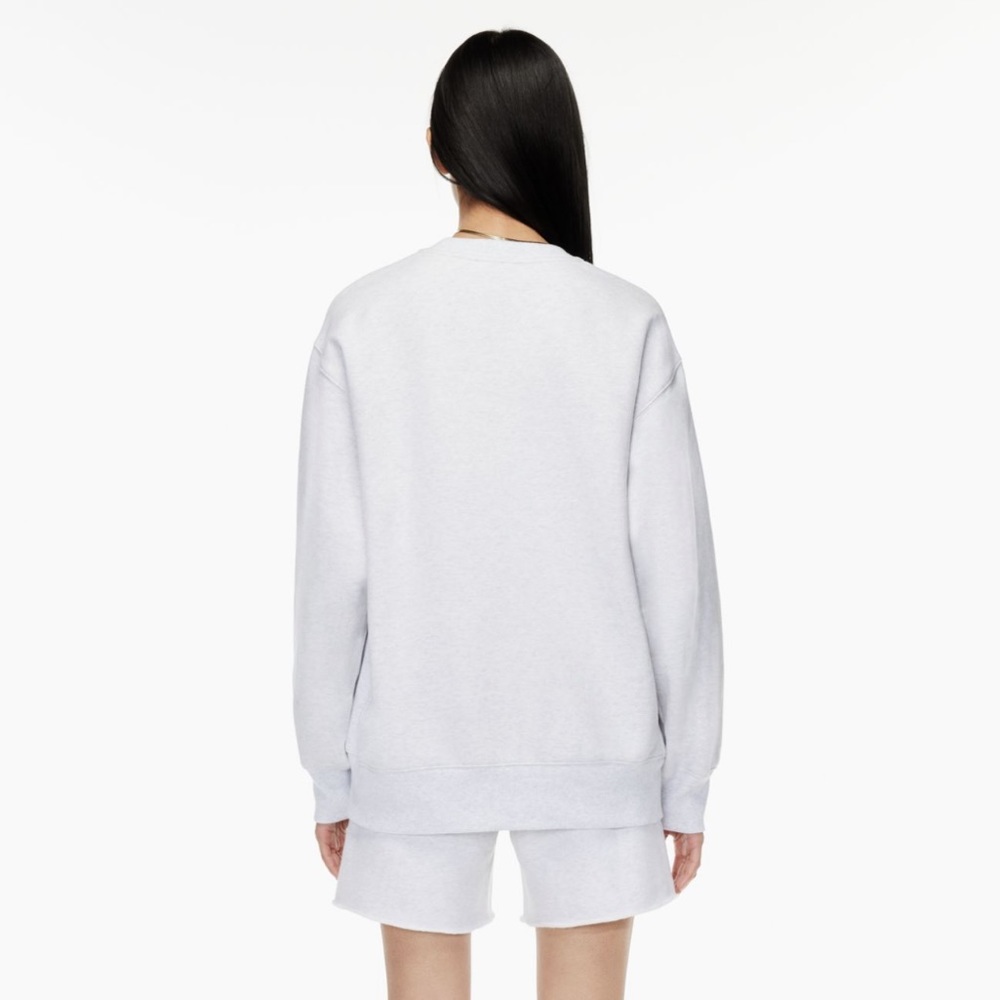 ARITZIA TNA Cozy Fleece Boyfriend Crew Sweatshirt - Heather Cloud White XL TALL - Picture 2 of 4